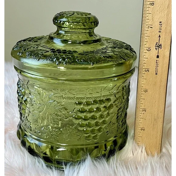 fenton tobacco jar Art Glass Amber - Grapevine or Grape & Cable Pattern, Excellent Condition! Lyman, Fenton & Co. -